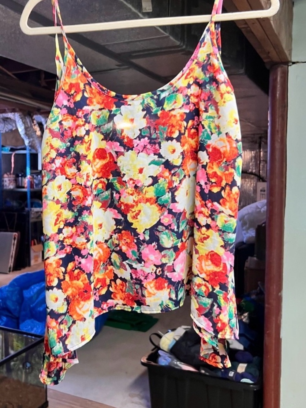 Soprano Yellow Orange Floral Spaghetti-Strap Cami